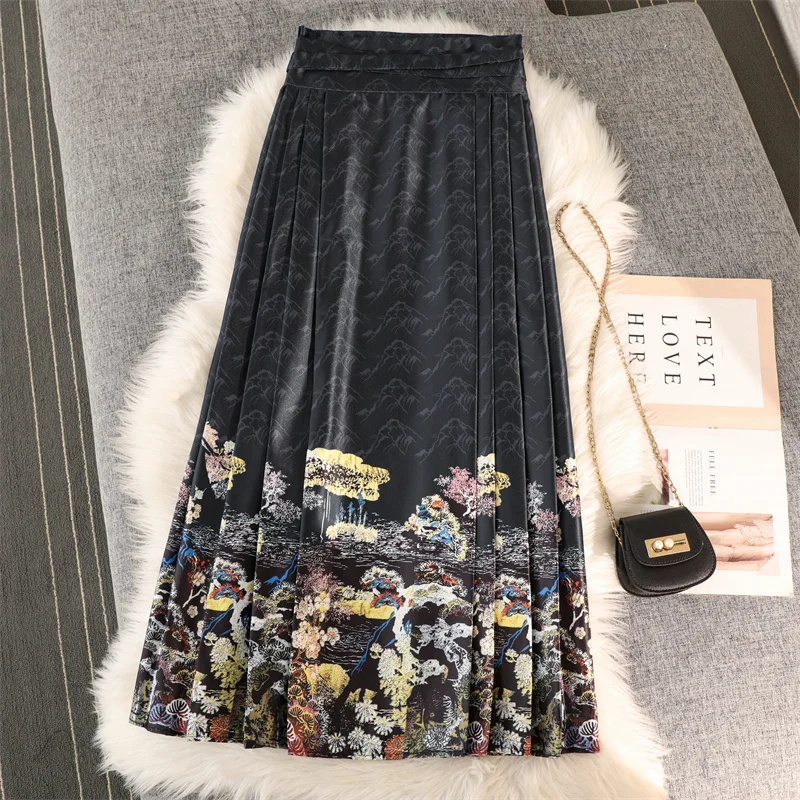 2024 New Chinese Style Improved Horse Face Skirt Light National Style Daily Commuter Women's Suit Hanfu Adult  Autumn and Spring