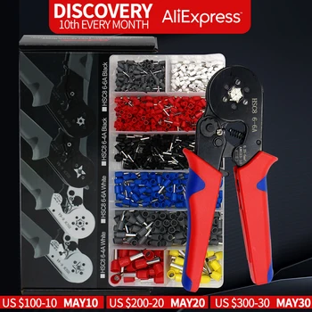 Aderendhülse Elektrische Terminal Crimpen Draht Werkzeuge Zangen Crimper HSC8 6-6A 6-4A Push-anschlüsse Haushalts Kit Mit Box Clamp Sets