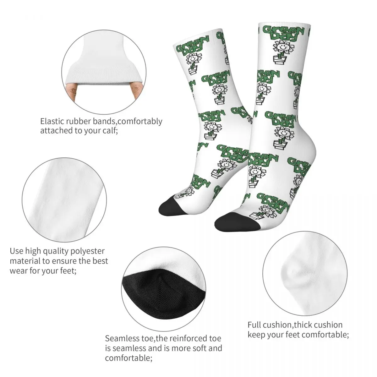 Green Day Punk Rock Socks Men's Women's Polyester Casual American Socks Harajuku Spring Summer Autumn Winter Socks Gifts