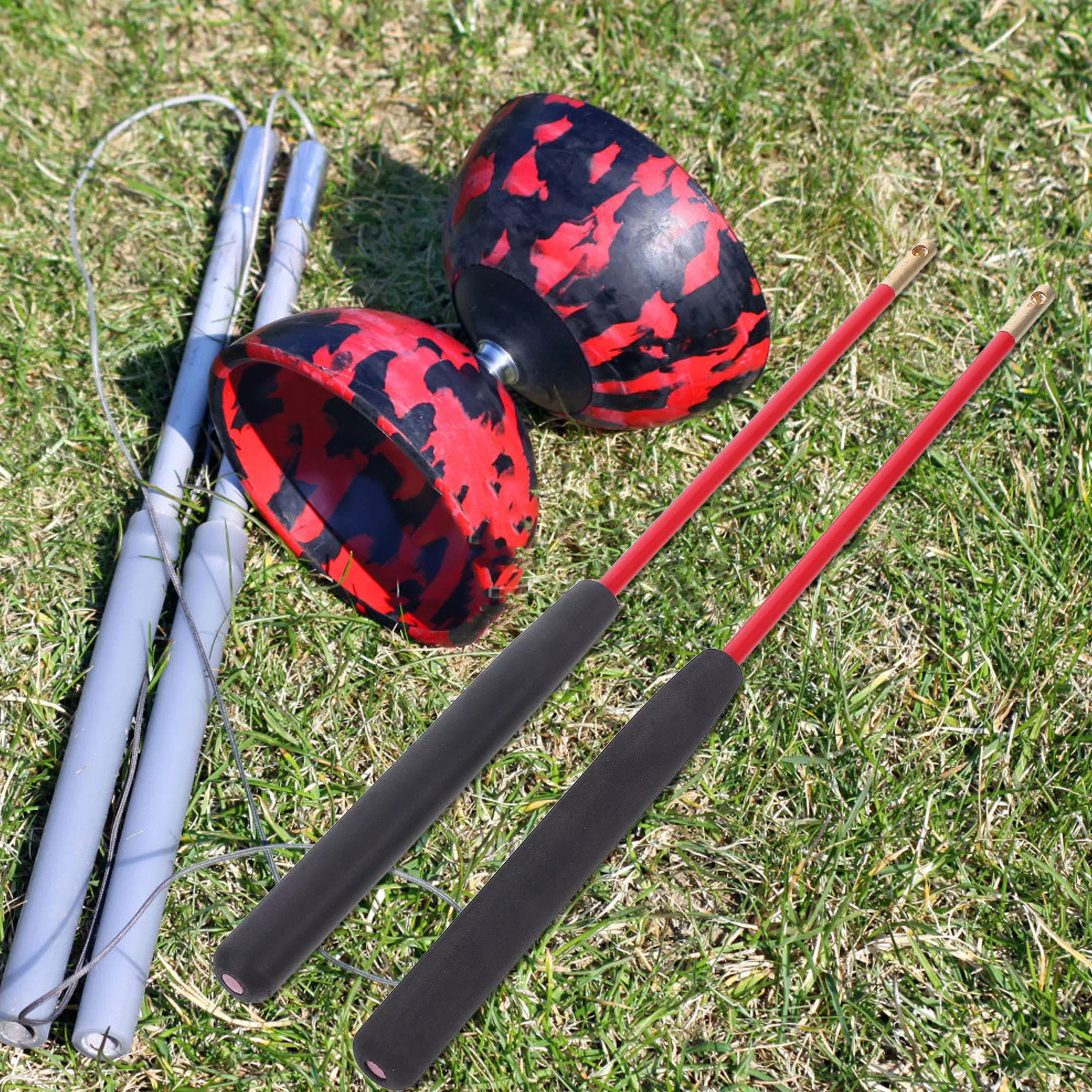 1Pair Chinese Yoyo Sticks Diabolo Handles Antislip Comfortable Grip for Fitness Coordination Indoor Outdoor Diabolo Juggling