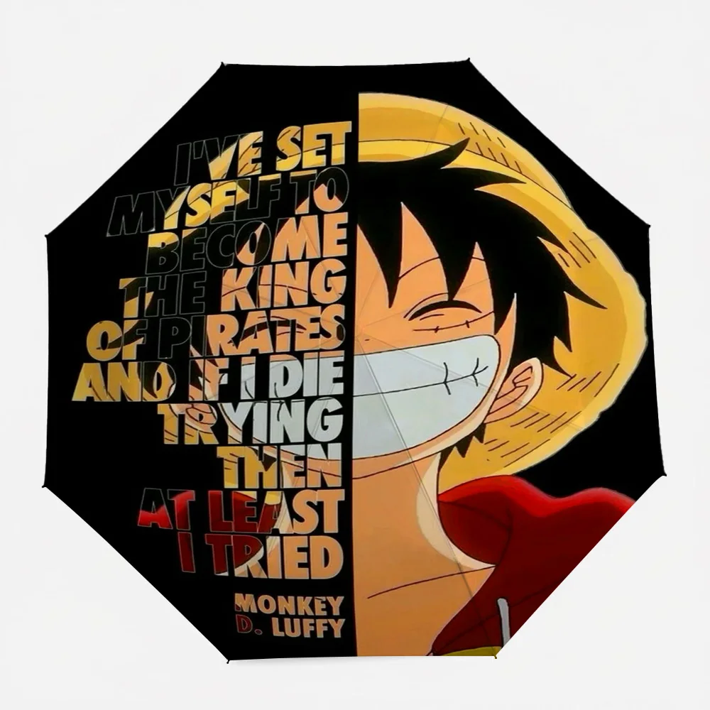 

One Piece Monkey D. Luffy King Of Pirates Quote Anime Automatic Folding Umbrella Windproof Waterproof UV Protection Compact Trav