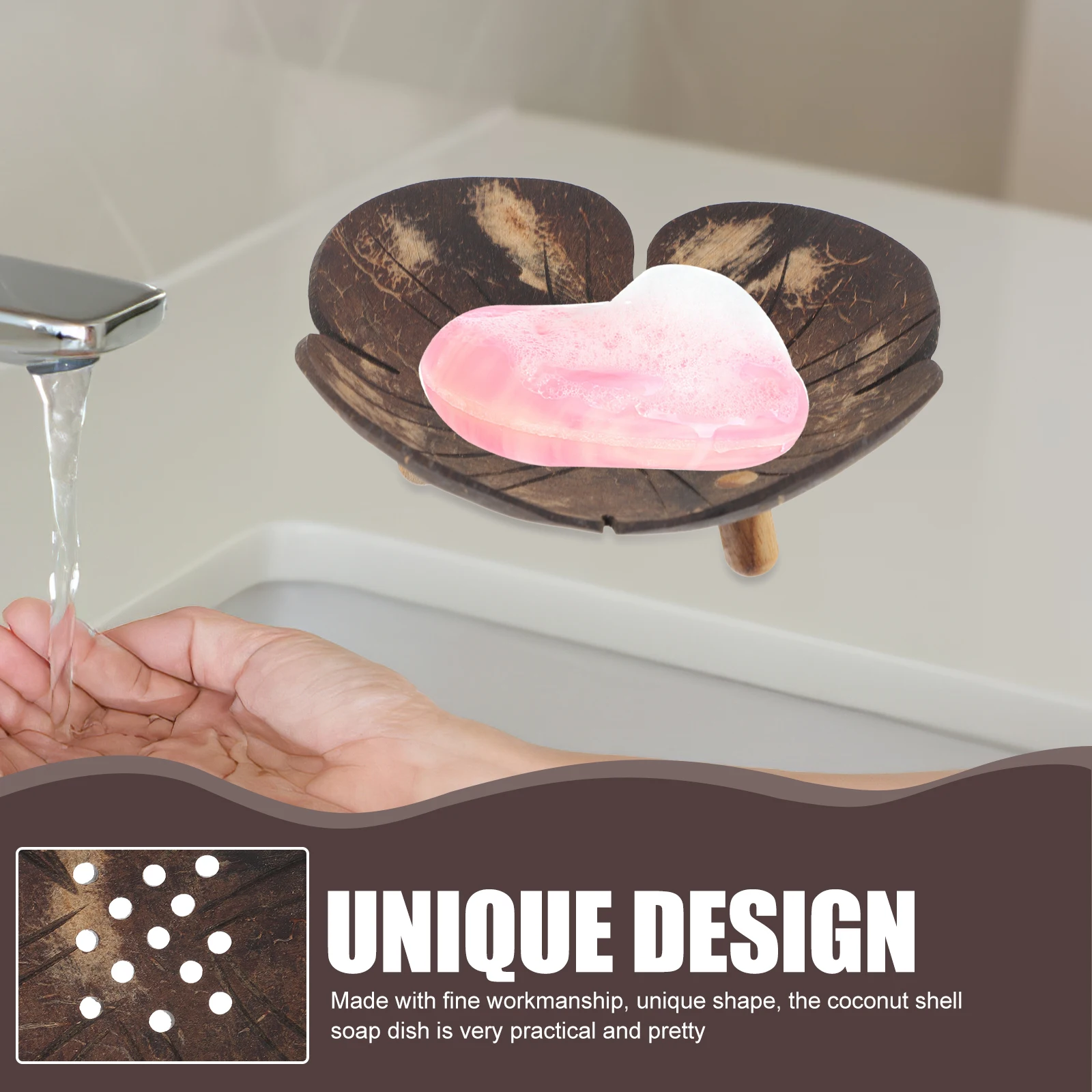 

Creative Coconut Shell Soap Holder Self-Draining Soap Holder For Shower Bathroom Kitchen Bar Shampoo Tray