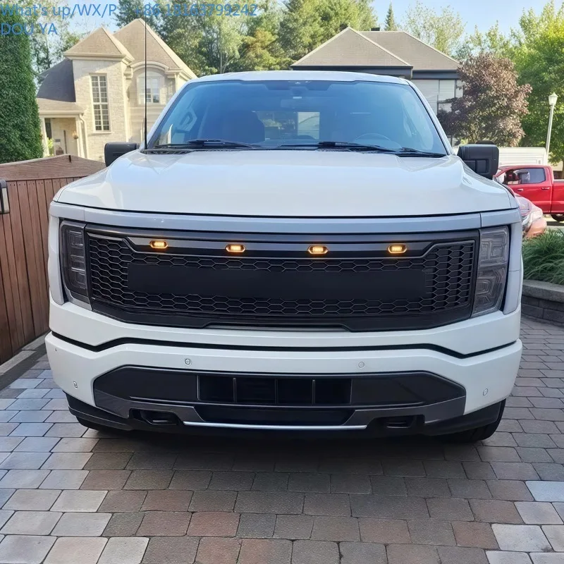 

Front Grill W/Light Fits For Ford F150 LIGHTNING 2023-2024 Upper Racing Grill Raptor F-150
