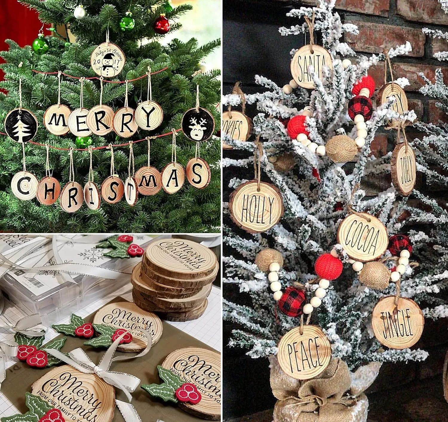 10pcs/5pcs Round Arts and Crafts Christmas Decorations Wood Center Decoration DIY Handmade Country Wedding Decoration