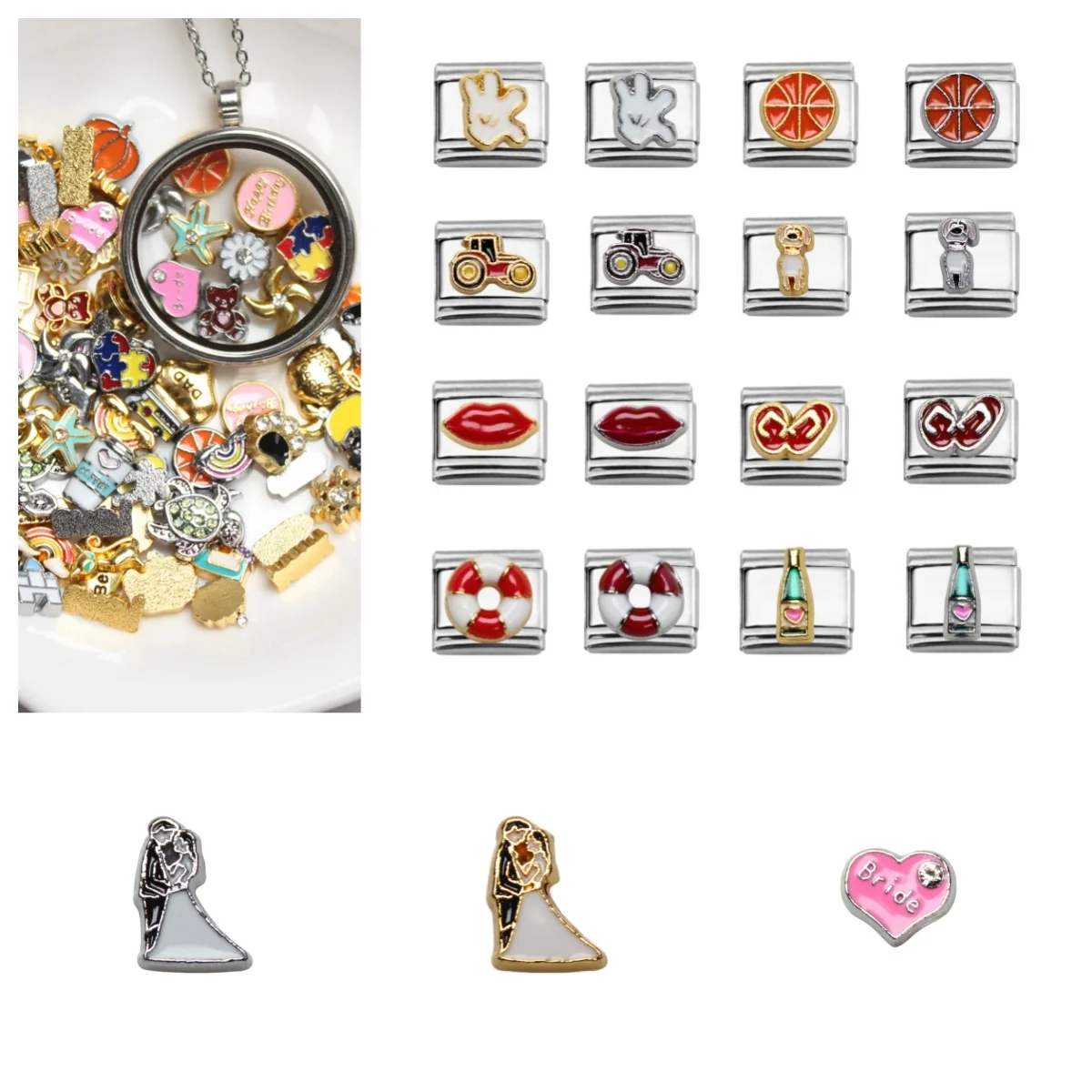 10pcs Wedding Party Gifts Floating Charms For Italy Bracelet Jewelry Making Floating lockets Filling Material DIY Accessories