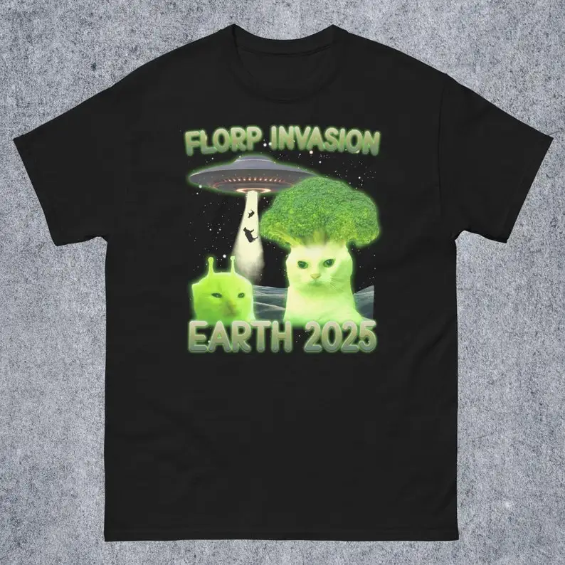Florp Invasion Funny Alien Brainrot Cat Dank Meme Tee Shirt Gift for Woman and Man, T-shirt, Goofy-Ahh Tshirt, Silly Cats Tee