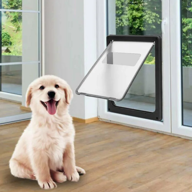 Pet Door for Dogs and Cats, 4-Way Locking Control, Adjustable Flap, Durable Pet Access Door, Easy Install Dog and Cat Door
