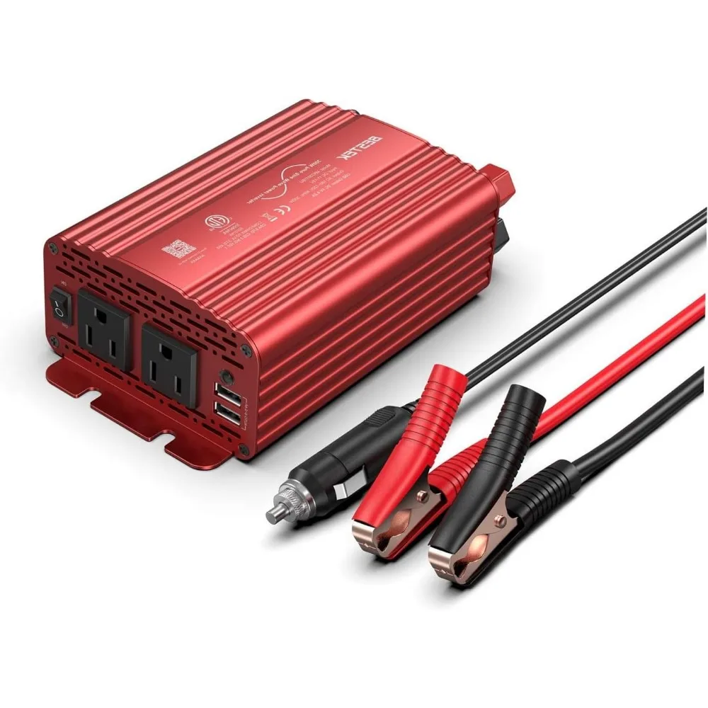 BESTEK 300Watt Pure Sine Wave Power Inverter - DC 12V to AC 110V Car Plug Inverter Adapter, Power Converter with 4.8A Dual USB