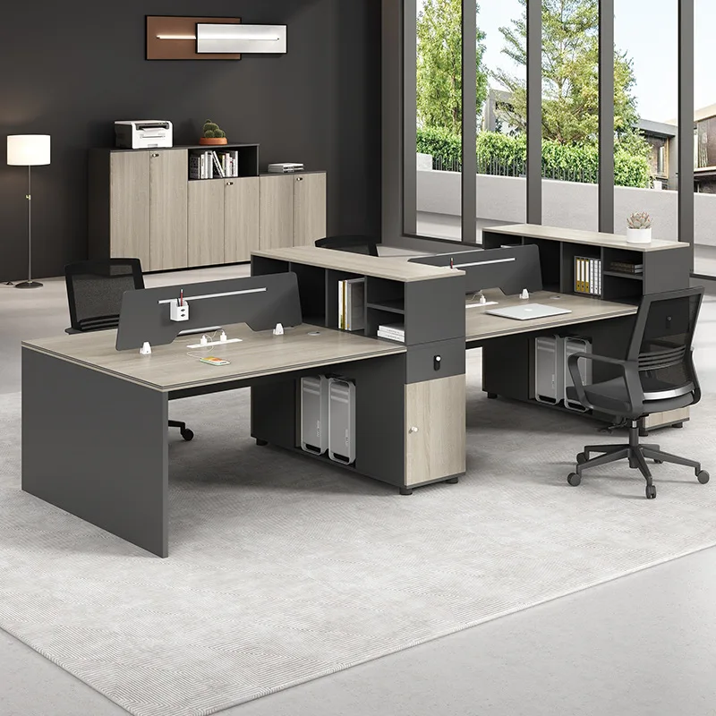 Office desk and chair combination staff desk 6 people office staff desk finance computer  staff seat screen