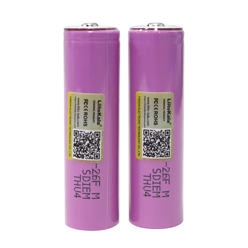 LiitoKala 3,7 V 2600 mAh 18650 bateria ICR18650-26FM akumulatory litowo-jonowe do latarki + spiczasta końcówka (bez płytki drukowanej)