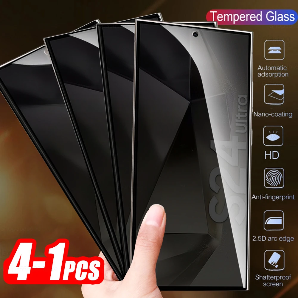 

4-2Pcs Anti-Spy Tempered Glass For Samsung Galaxy S24 Privacy Screen Protectors Sumsung S24S 24 Ultra Plus Protective Film