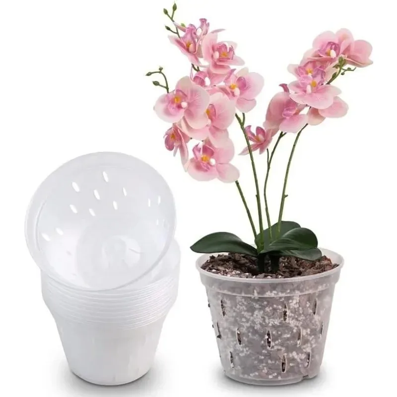 

5-дюймовый горшок для садовых принадлежностей, прозрачный, многоразовый пластиковый горшок с подносом для цветов с боковым отверстием для широкого применения