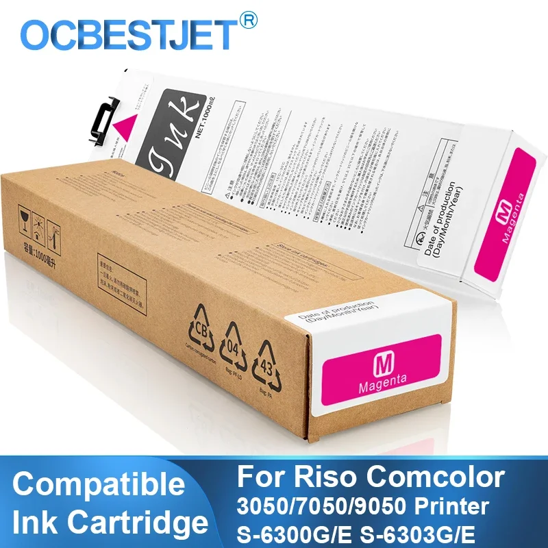 

4 цвета для Riso Comcolor 3050 7050 9050 S-6300G/E S-6303G/E с пигментными чернилами, одноразовый чип, совместимый картридж