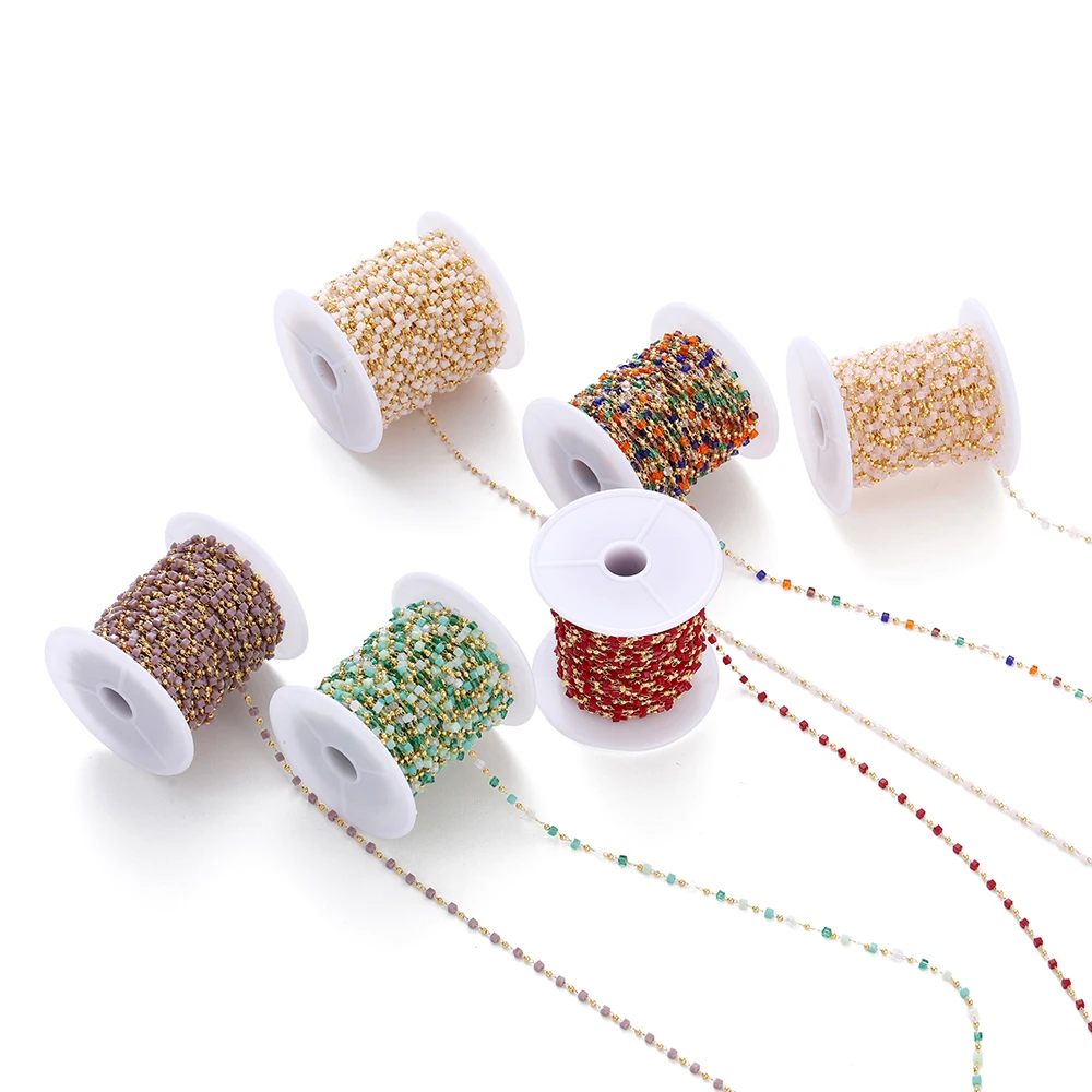 1Meter Stone Chain Black Square Cube Crystal Beads Chains for Necklace Bracelets Sweater Jewelry Making DIY Handmade