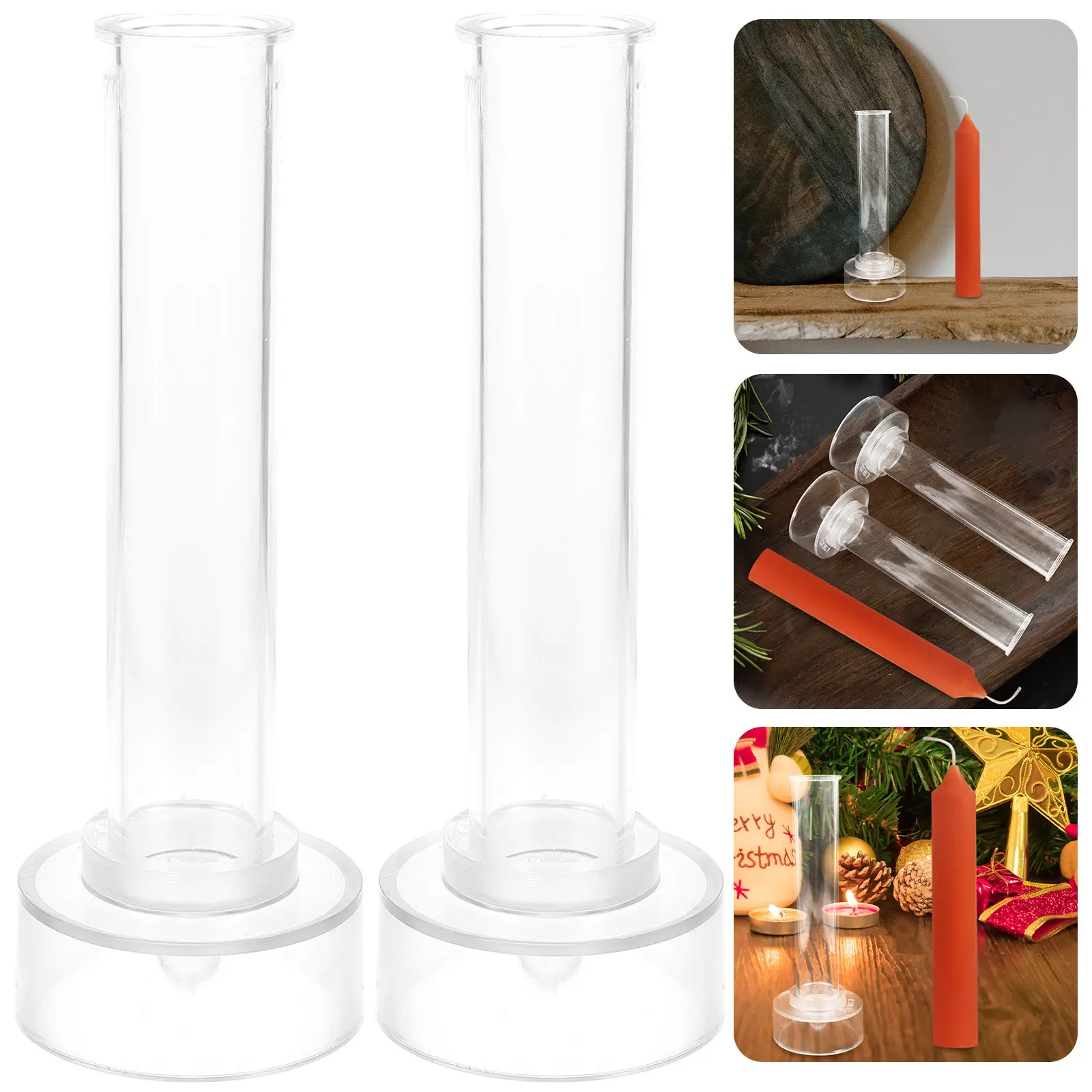 

2Pcs Acrylic Mold Creative DIY Taper Mold Flexible Making Molds Wax Crafts Acrylic Molds for Candles