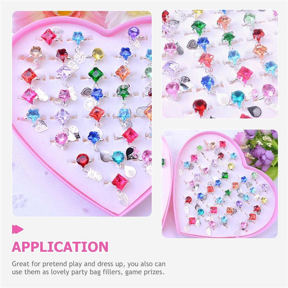 36pcs Kids Finger Rings Pretend Play Rings Girls Ring Jewelries Adjustable Rings kid rings rings for kids