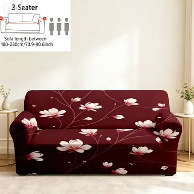 High Elastic Washable Sofa Cover, Ethnic Hexagon Tile Star Moon Slipcover, Palm Leaf Sofa Cover,Black White Geometric Dust Cover