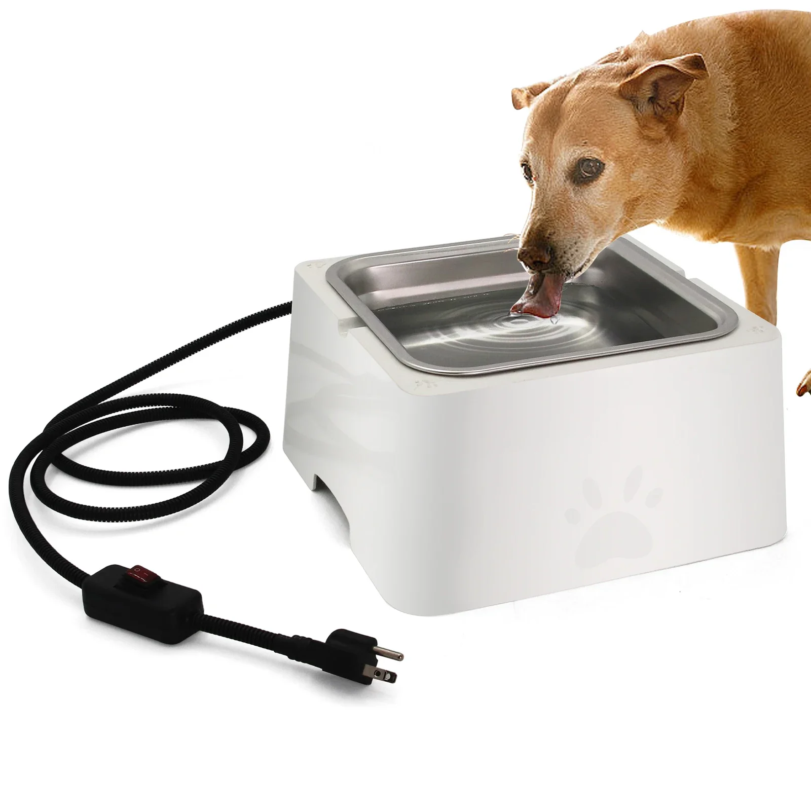 3.2 L Large Heated Water Bowl for Dog Outside Animal Heated Waterer Bowl with Removable Stainless Heated for Chick Rabbit