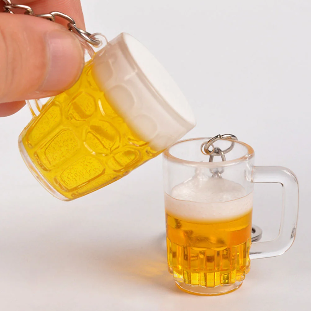 4 Pcs Beer Mug Keychain Prime Drink Multifunctional for Car Backpack Miniature Charms Ring Fitness