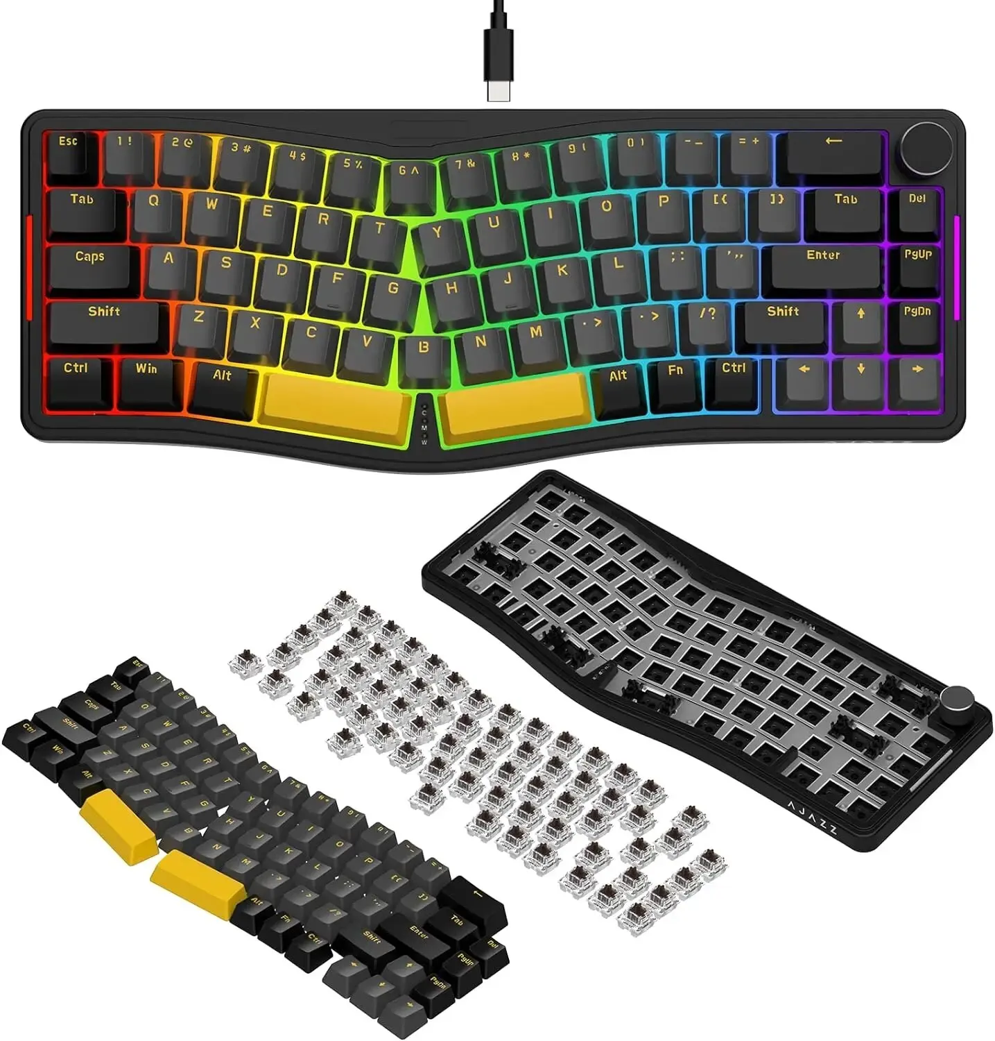 

Mambasnake x ATTACK SHARK AKS068 Alice Layout 68Keys Wired Mechanical Keyboard VIA-Programmable,Hot-Swappable Tactile Switch