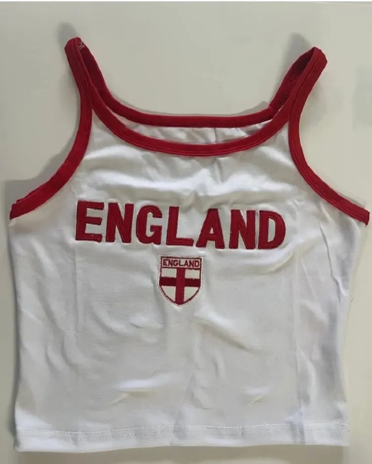 

England Pattern Tank Tops Women's Aesthetics Sexy Patchwork Crop Tops Summer Slim Backless Camisole 2000s Sleeveless Y2k Clothes