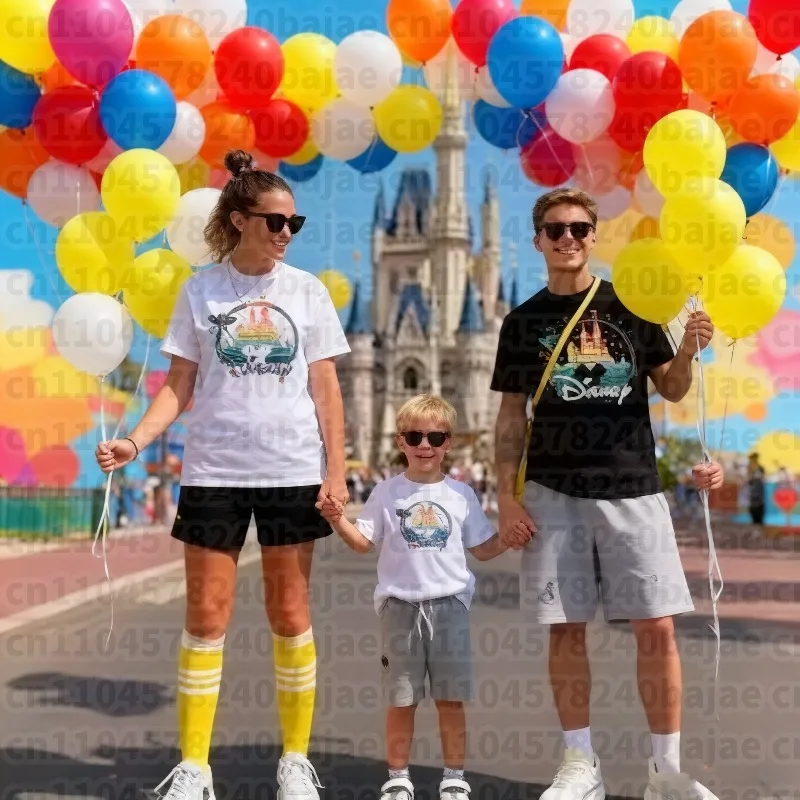 2025 الصيف ديزني الفتيان والفتيات ملابس الأطفال الأسرة الوالدين والطفل الملابس 100% القطن تي شيرت مطبوع رياضة عادية #1