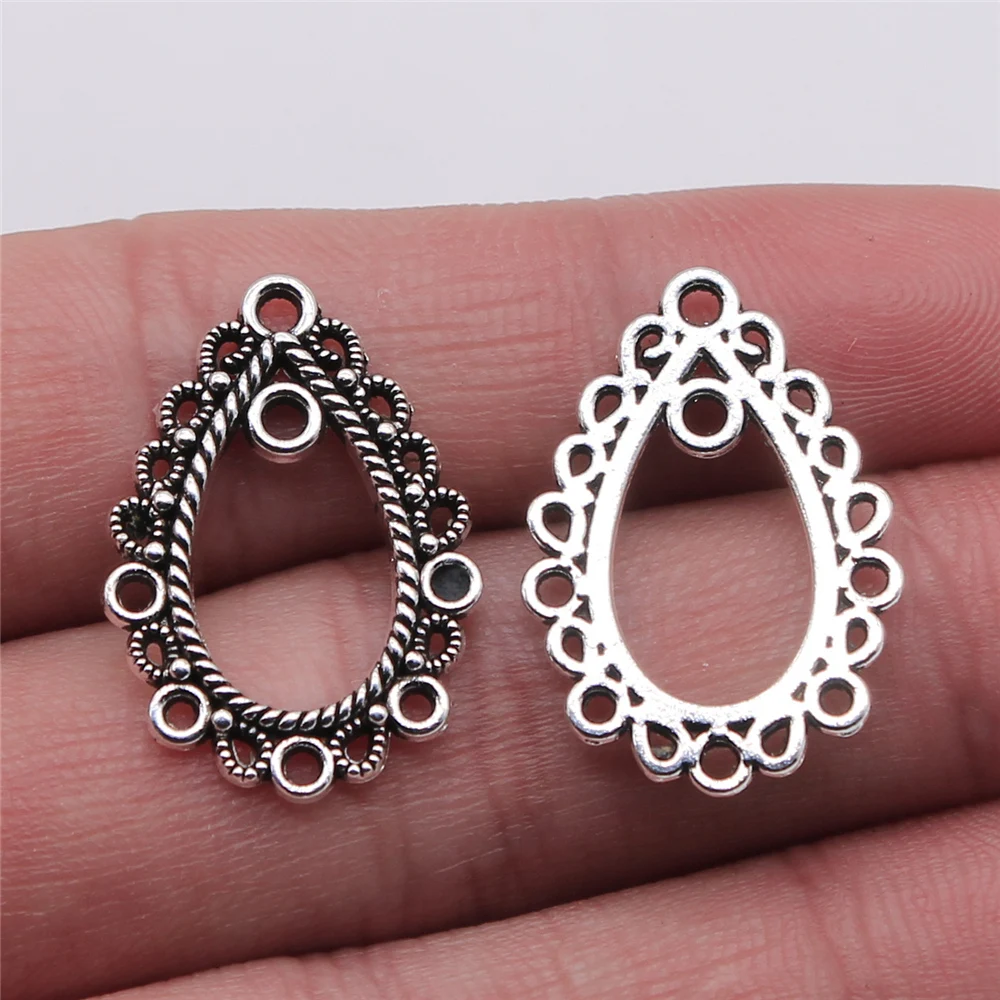 Wholesale 150pcs/bag 18x25mm Jewelry Findings Handmade Craft Porous Chandelier Earring Connectors Charms Antique Silver Color