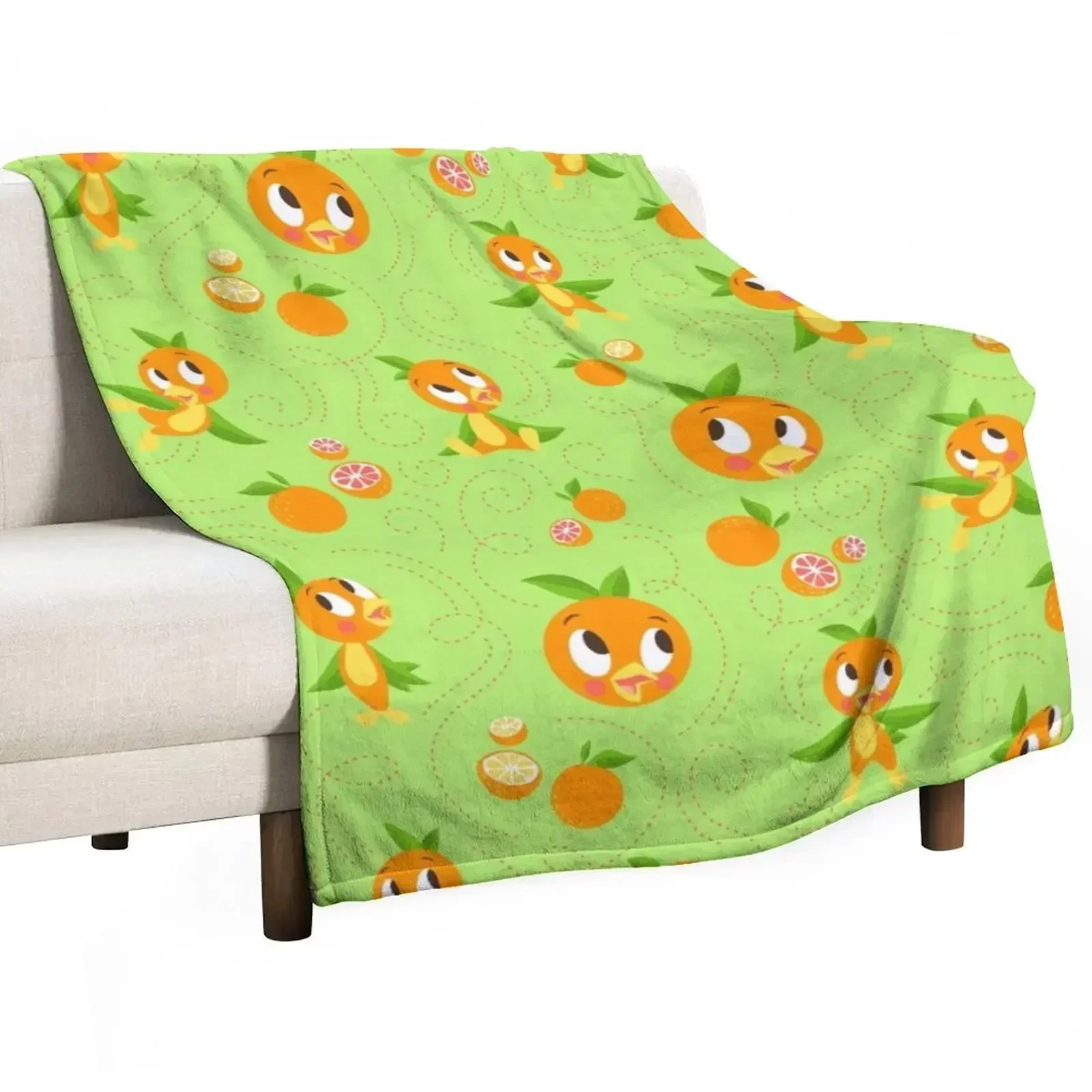 

Hello Sunshine! - Orange Bird (green background) Throw Blanket Moving Plaid Summer Beddings Soft Blankets