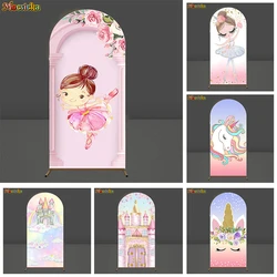 Princess Castle Arch Background Pink Gold Unicorn Baby Shower Girls Dance Horse Children Birthday Backdrops Party Decor Poster