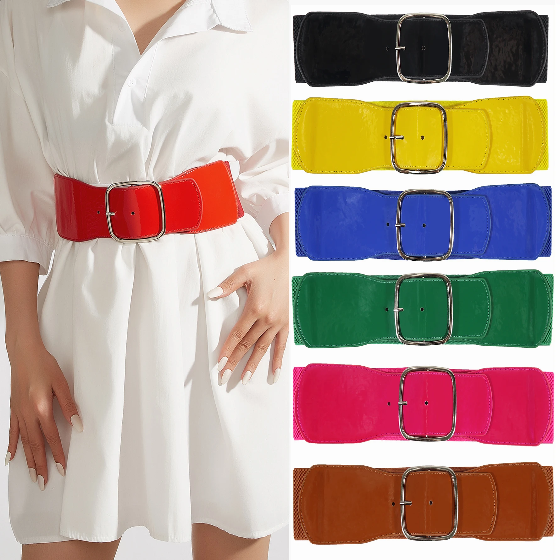 Vestido versátil vintage para mujer, cinturón elástico, hebilla de moda, cinturón, faja para cintura