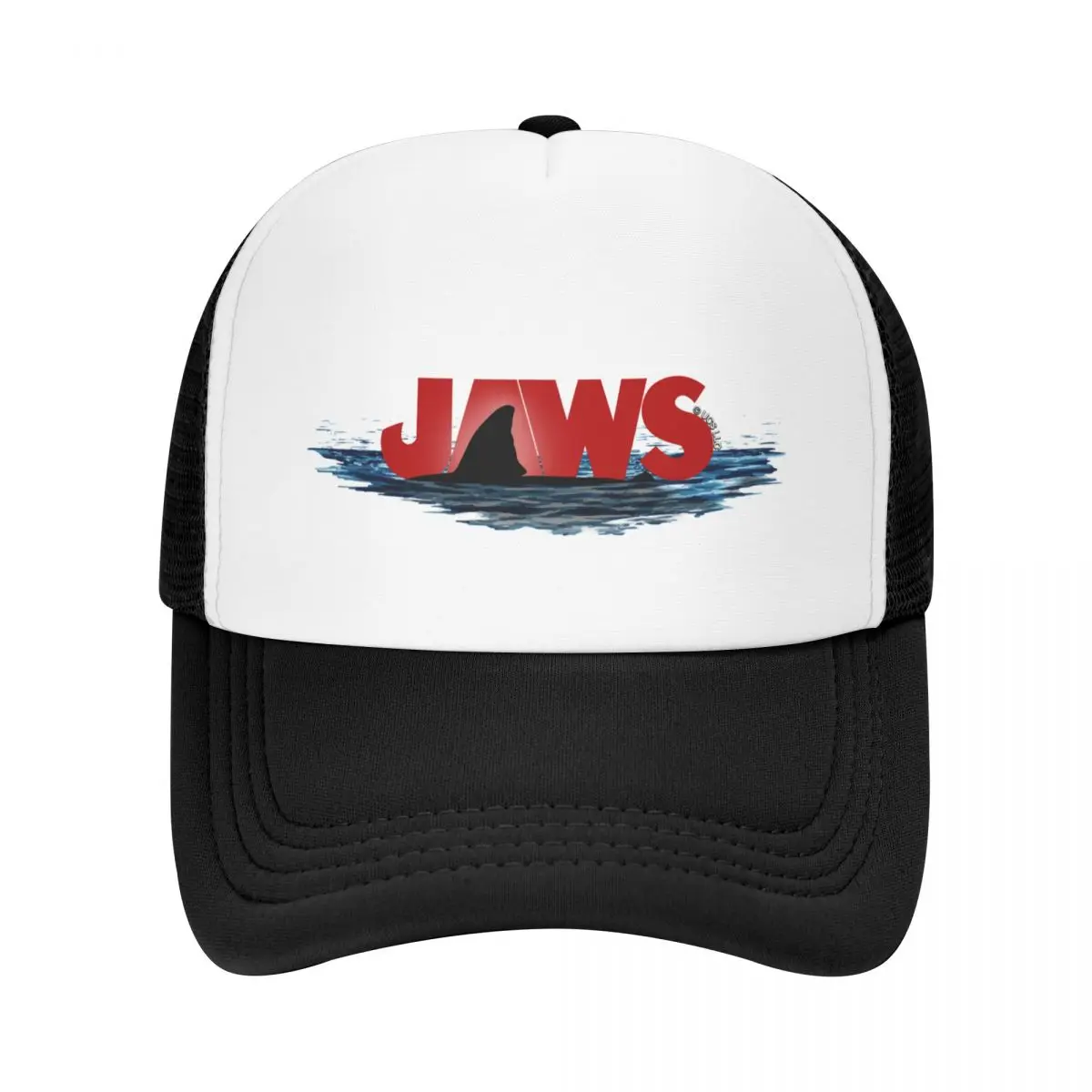 

JAWS LOGO with GREAT WHITE SHARK FIN EMERGING FROM THE OCEAN SURFACE Baseball Cap Golf Hat Snapback Cap Visor Men Women's