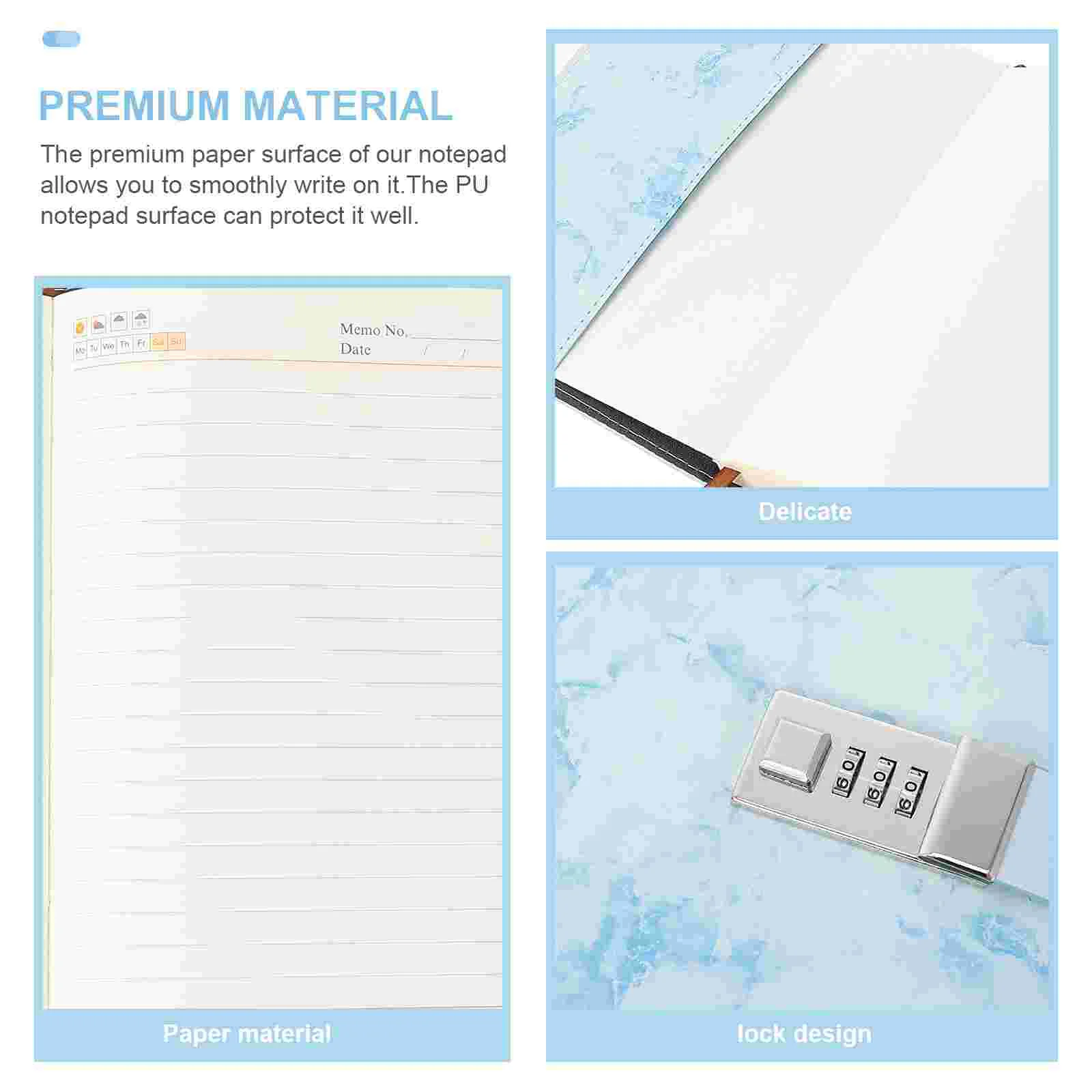 Multifunction Lock Password Notebook Pu Paper Delicate Diary for Household Writing Supply Travel Sketching Daily Plan Agenda