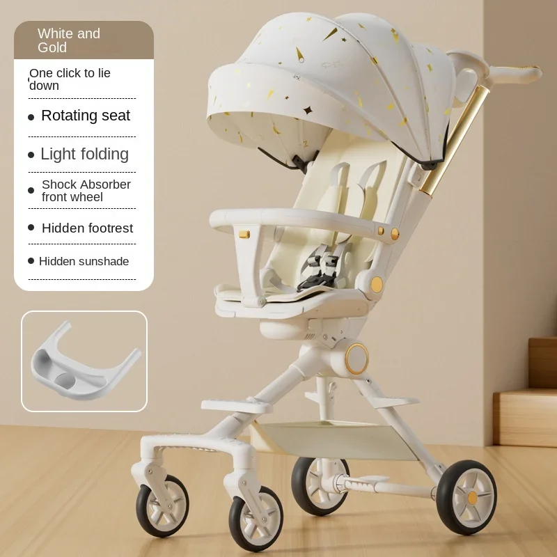 

Baby Stroller Lightweight Folding Travel Stroller Newborn Baby Two-way Swivel Seat High Landscape Four-wheel Adjustable Stroller