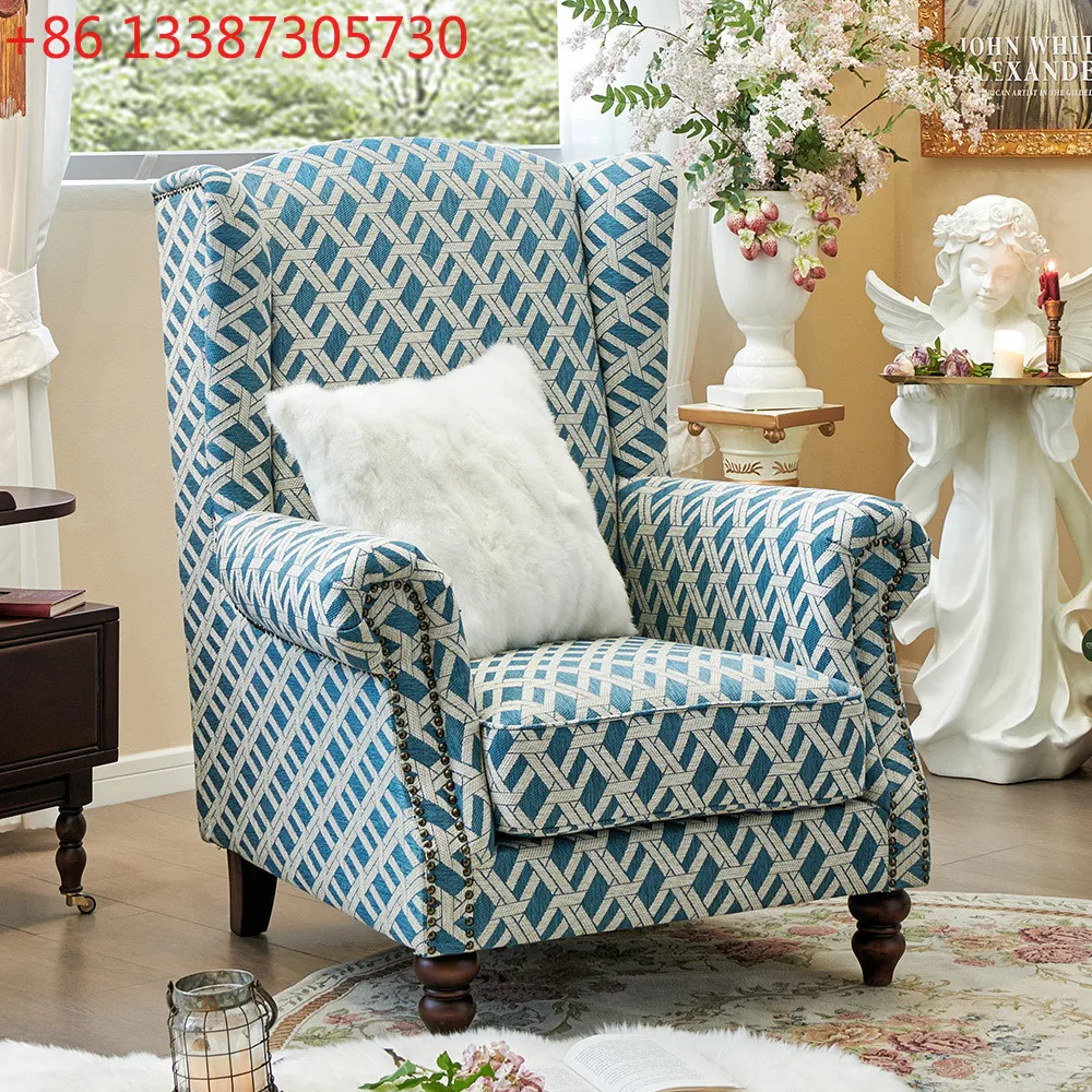 

American fabric tiger chair, retro living room leisure chair, bedroom high back tiger stool