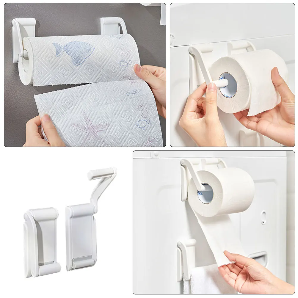 

1Sets Magnetic Tissue Holder Adjustable ABS Plastic Bathroom Toilet Paper Rack Rotatable Hanging Arm No Drilling Storage Rack