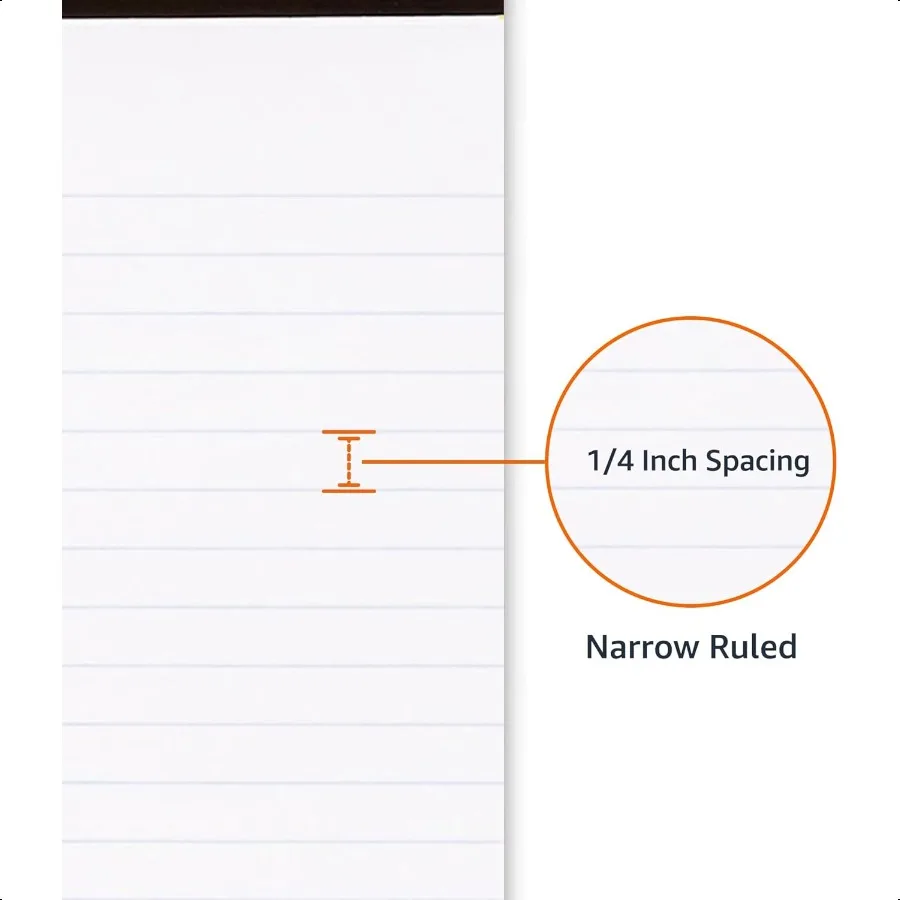 Blocco note per scrittura con righe strette, 5 pollici x 8 pollici, bianco, 12 pezzi, 12 confezioni da 50 pagine