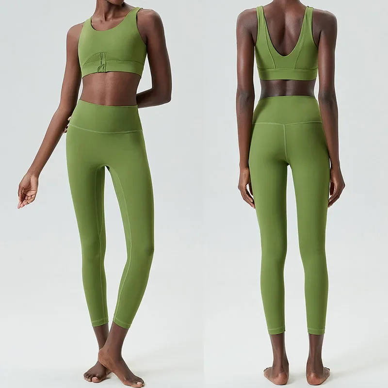 Roupas de secagem rápida para mulheres, Yoga Suit Set, com zíper, Corrida, Esportes, Fitness, Novo