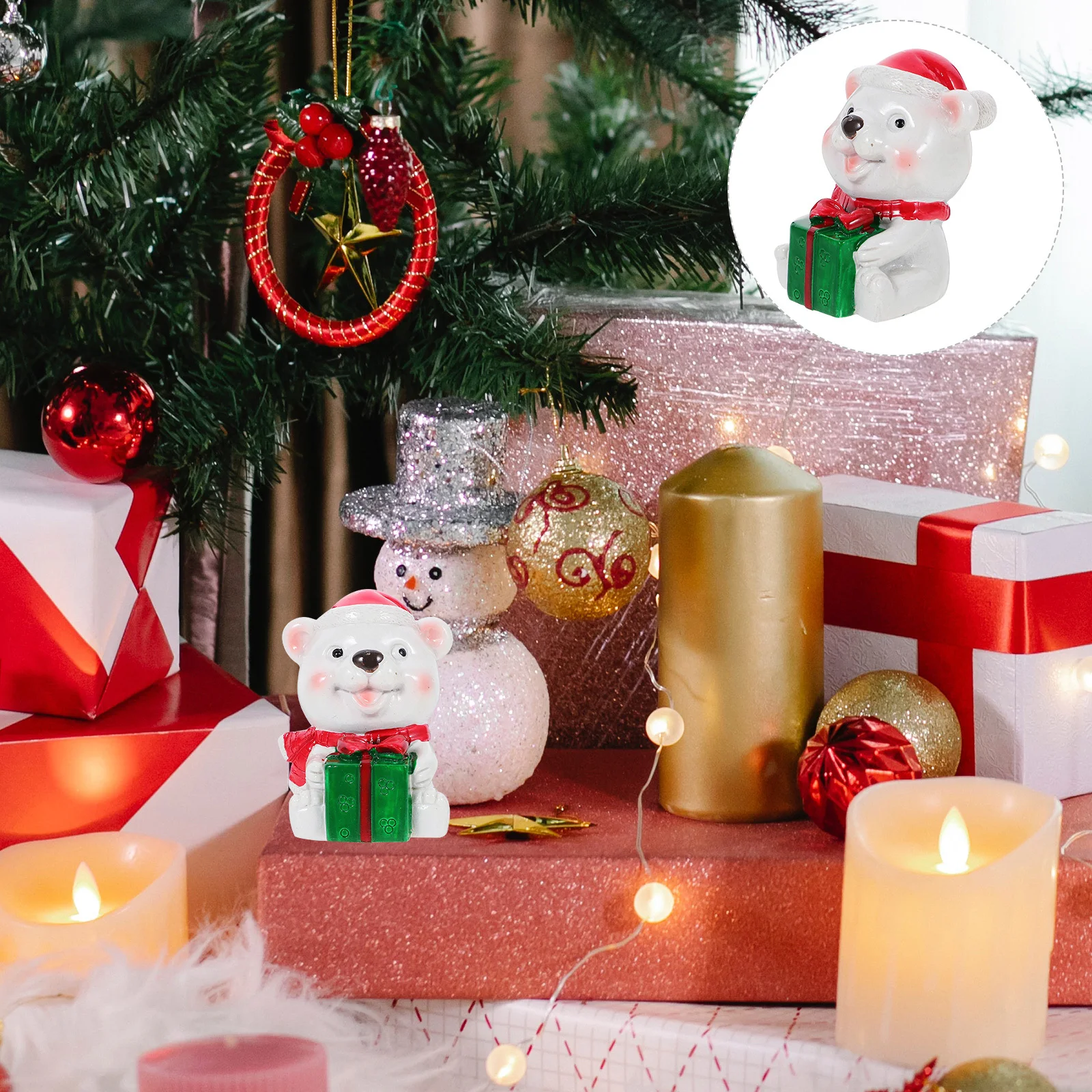 

Mini Bear Statue Christmas Resin Craft Decor for Mall Home Garden Festive Gift Portable Xmas Figure Decoration Collection