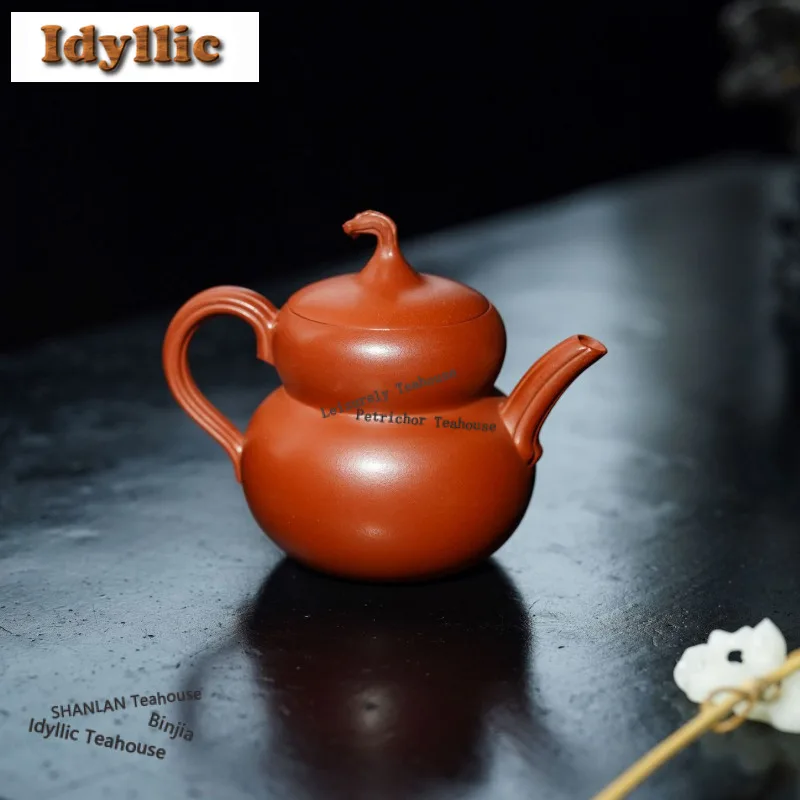 

200ml Retro Yixing Purple Clay Teapots Handmade Gourd Pot Raw Ore Dahongpao Mud Tea Infuser Kettle Chinese Zisha Tea Set Gift