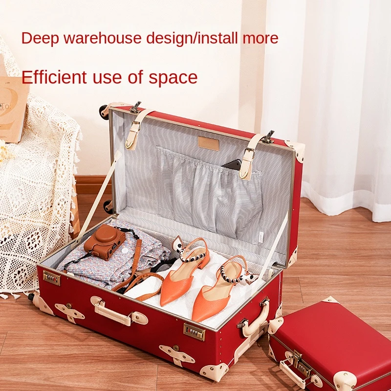 Men Handmade Vintage PP Travel Bag Rolling Luggage Women Retro Trolley Leather Suitcase Wedding Dowry Trolley Travel Suitcase