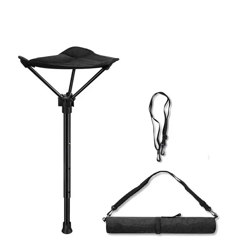 

New Small Folding Stool, Portable Travel Stool, Compact Collapsible Stool With A Telescoping Stand To Adjust Seating Height & Su