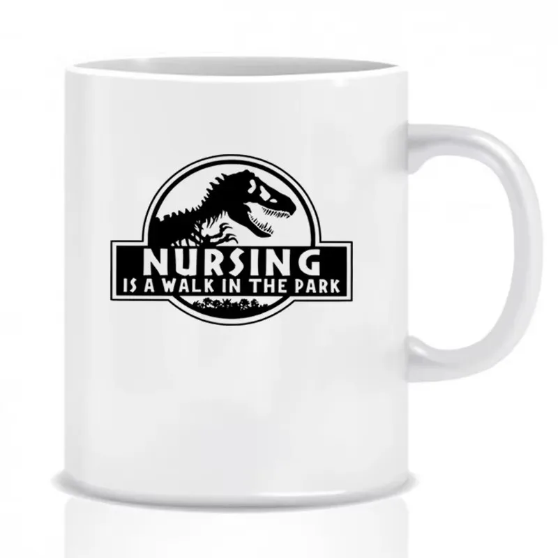 Funny Dinosaur Mugs Hospital Nurse Coffee Cups Office Coworker Coffeeware Doctor Gifts Home Decal Milk Beer Drinkware Teaware