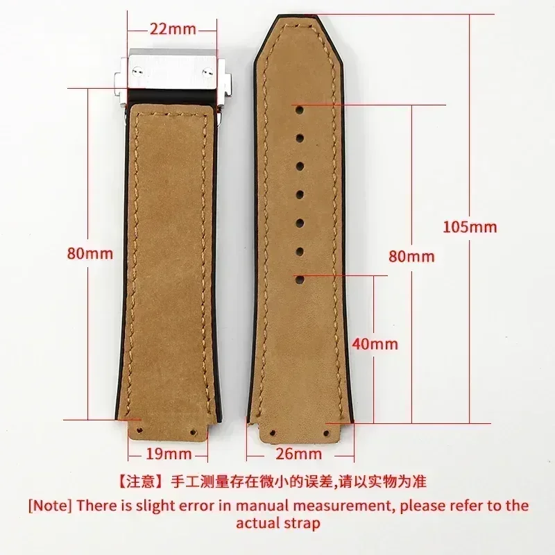 For Hublot Yubo Classic Fusion Big Bang Series Popular Upmarket Matte Genuine Cow Leather Silicone Sweatproof Watch Strap19x26mm