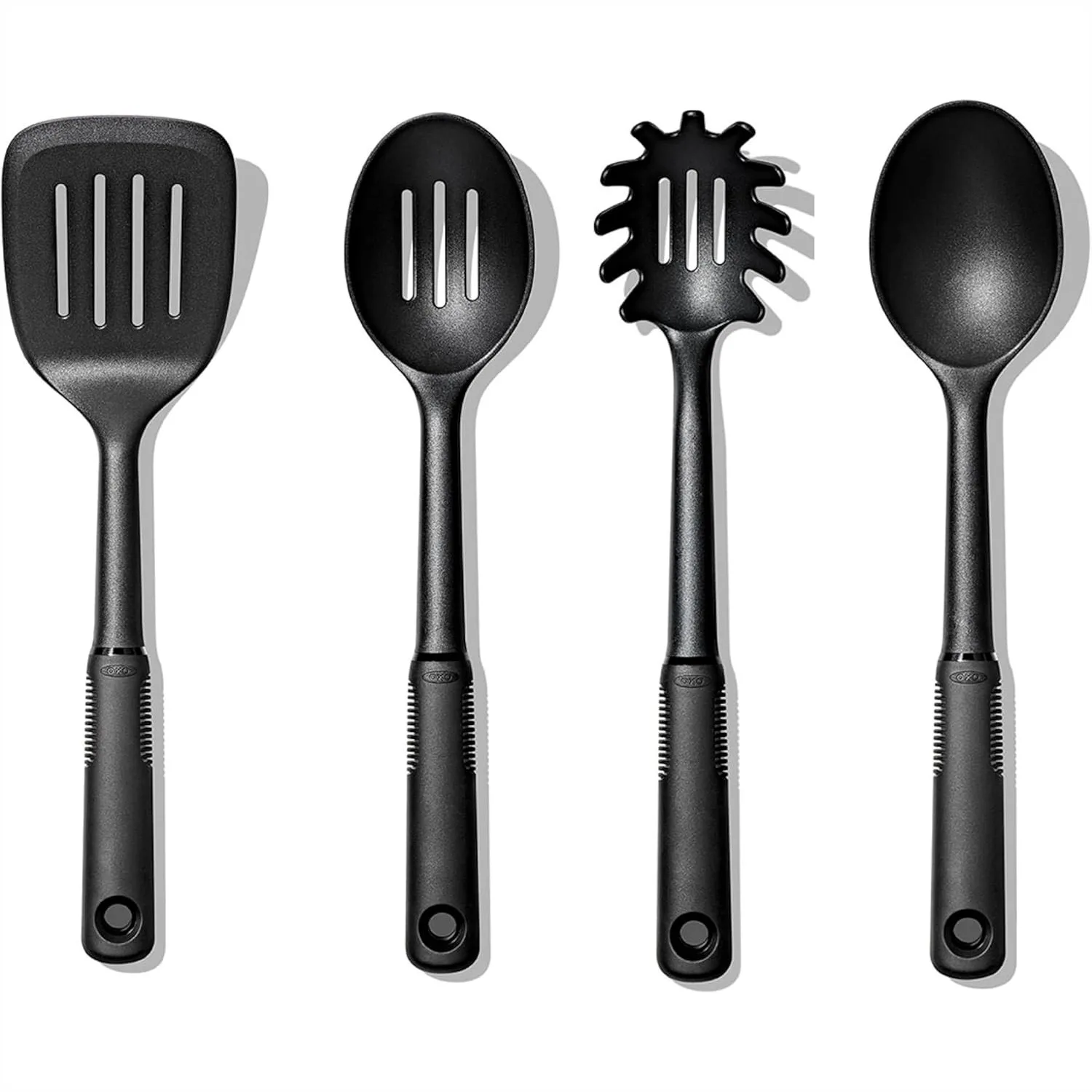 

Nylon Kitchen Utensil Set 4-Piece, Heat Resistant Non-Stick Cookware Safe, Dishwasher Safe Black