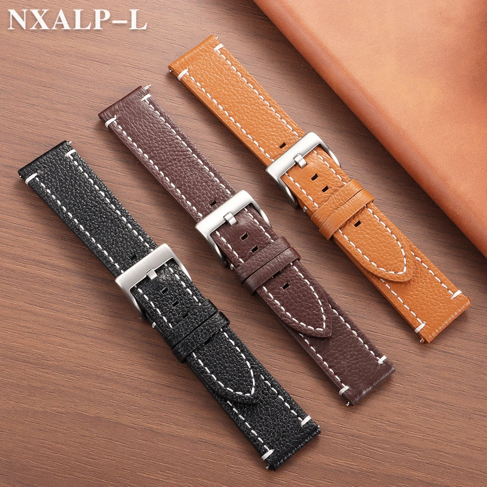 مزدوجة الوجهين جلد البقر الساعات 18/19/20/21/22/24 مللي متر جلد العجل حزام ساعة اليد للنساء الرجال الرياضة الأعمال براكليت الإفراج السريع