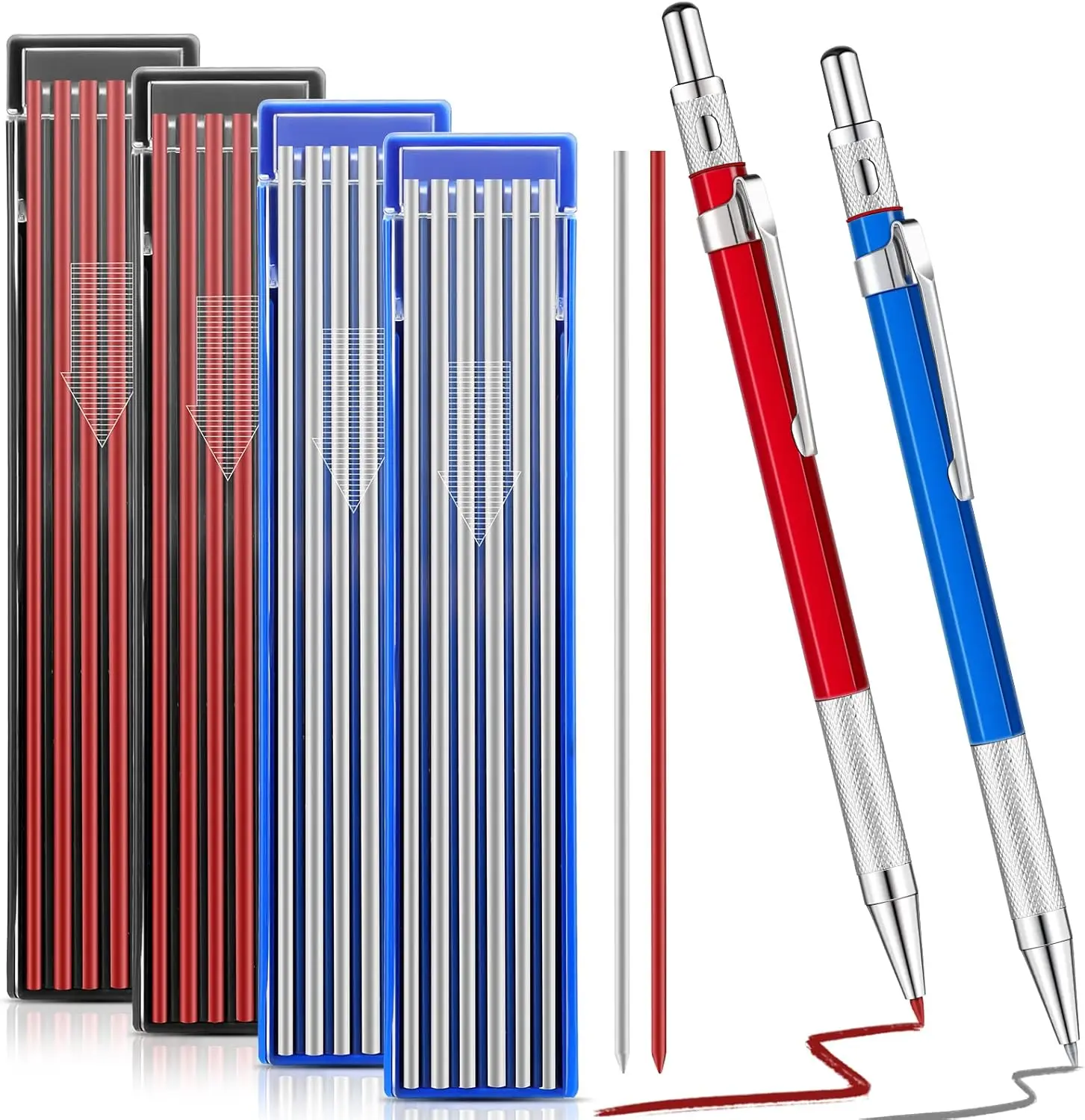 

2 Pcs Welder Pencil with 48 Refills, Metal Marker for Pipe Fitter Welder Woodworking
