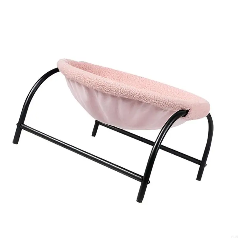 سرير مرتفع للقطط، هيكل مقوس، إطار فولاذي متين، يمكن غسله في الغسالة، كراسي الحيوانات الأليفة سهلة التجميع P9YB