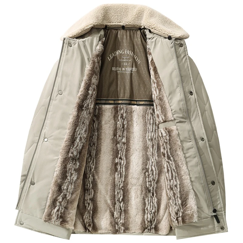 

Men's Jacket Stand Mens Parka Winter New Hooded Hood Down Jacket Fleece Warm Jackets Men Business Leisure Coat Baseball Coats