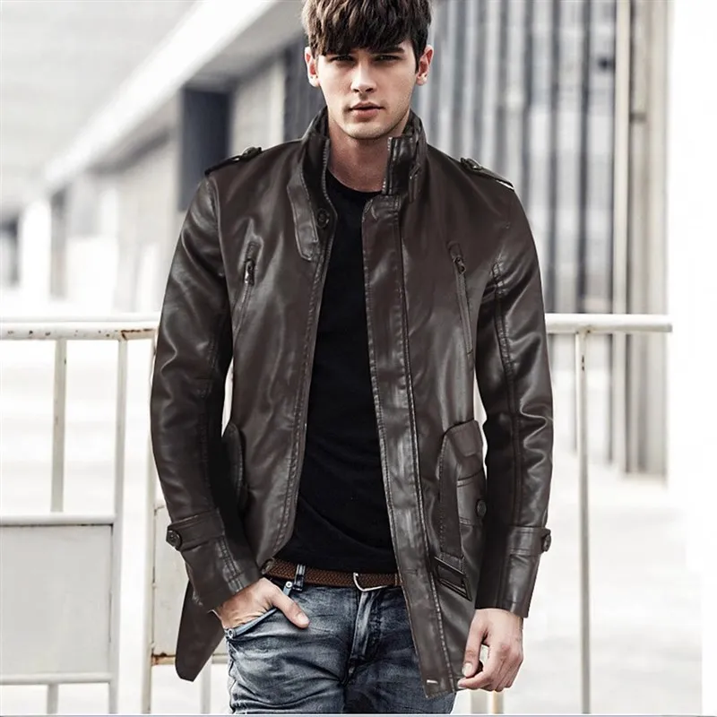 

Мужской кожаный воротник-стойка средней длины Jaet 2025 FW eli Casual Long Sve, растительное дубленое масло, воск, кожа, теплая, не деформируемая