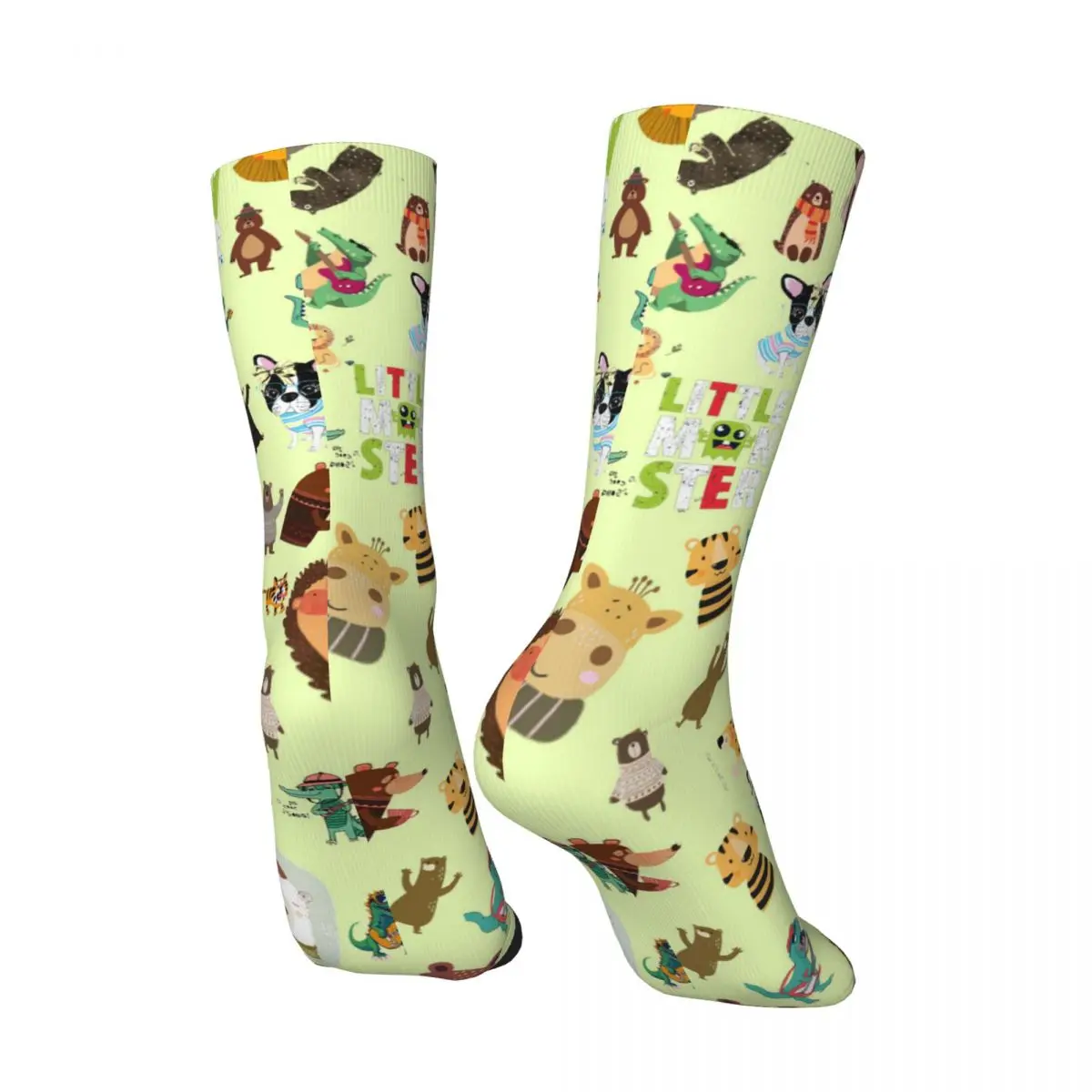 Chaussettes rétro Harajuku Street Style pour hommes, motif fantaisie, chaussettes d'équipage, petits animaux mignons